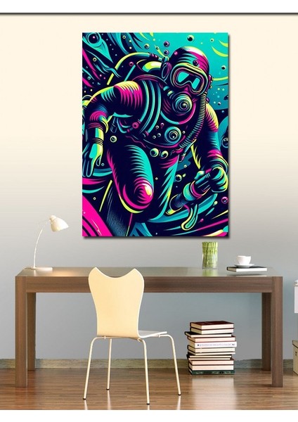 Kanvas Tablo Neon Astronot