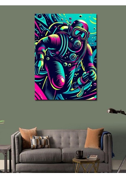 Kanvas Tablo Neon Astronot