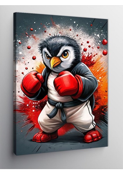Kanvas Tablo Boksör Penguen