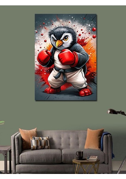 Kanvas Tablo Boksör Penguen