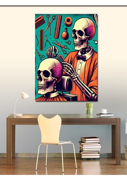 Kanvas Tablo Neon Iskelet Berber fiyatları