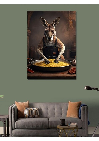 Kanvas Tablo Çiğköfte Yapan Kanguru modelleri