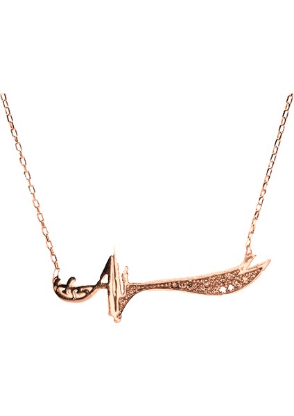 Kadın Gümüş Kolye - Rose Kaplama Zülfikar Bayan Gümüş Kolye Zincir