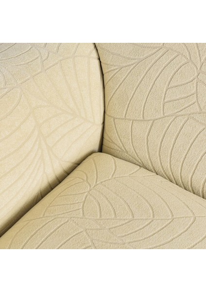 Açık Sarı Jakarlı Fırfır Şeklinde Tam Kaplama Esnek Kanepe Kılıfı (Yurt Dışından) modelleri