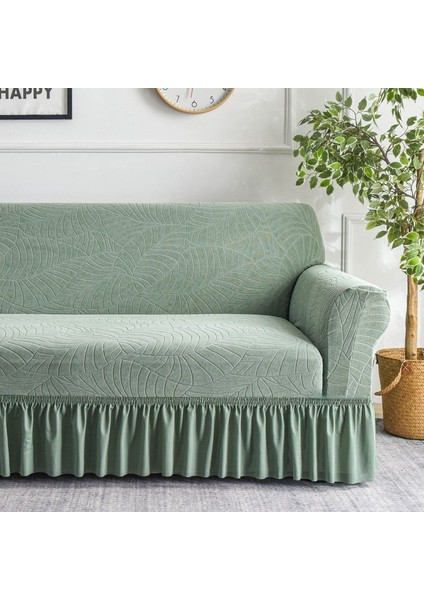Yeşil Jakarlı Fırfır Şeklinde Tam Kaplama Esnek Kanepe Kılıfı (Yurt Dışından) fiyatları