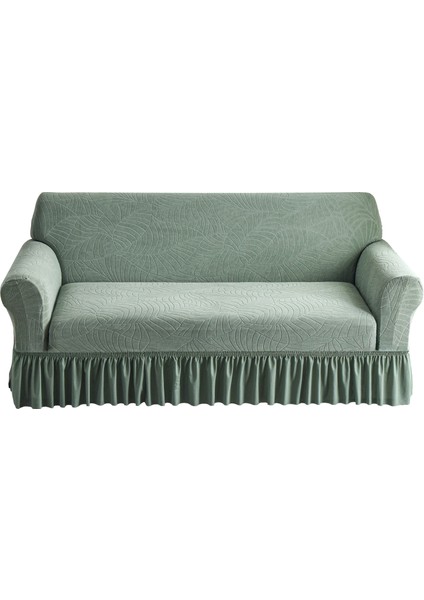 Yeşil Jakarlı Fırfır Şeklinde Tam Kaplama Esnek Kanepe Kılıfı (Yurt Dışından)