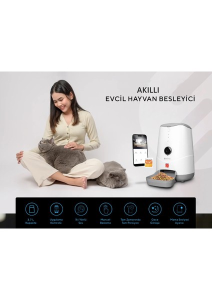 Sl-20 Kameralı Akıllı Otomatik Mama Kabı Kedi Köpek Pet Besleyici Yem Kabı Tuya Destekli Wifi