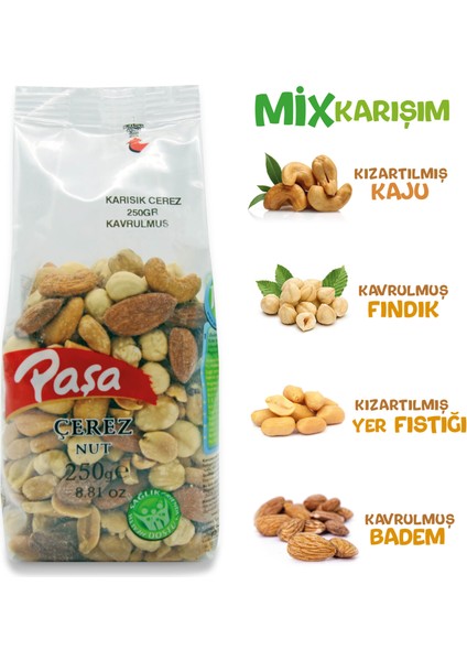 Paşa Kuruyemiş Kavrulmuş Karışık Kuruyemiş 250 gr x 3 Adet (Toplam 750 Gr)