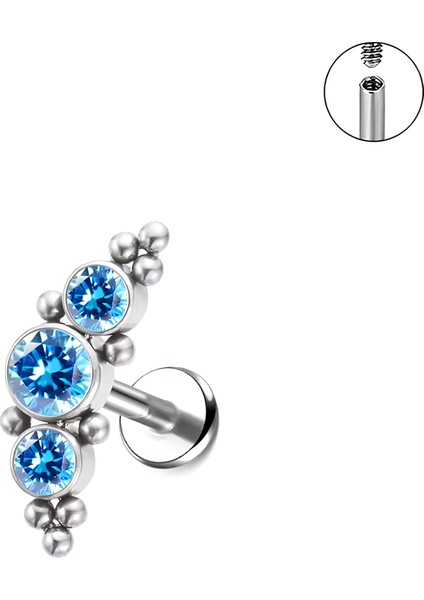F136 Titanyum Zirkon Taşlı Zarif Helix Piercing - Titanyum Helix Piercing