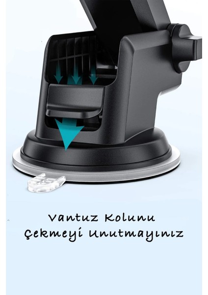 Krizantem Telefon Tutucu Car Holder Vakumlu Tüm Araçlarla Uyumlu Uzunluk Ayarlı Telefon Tutacağı modelleri