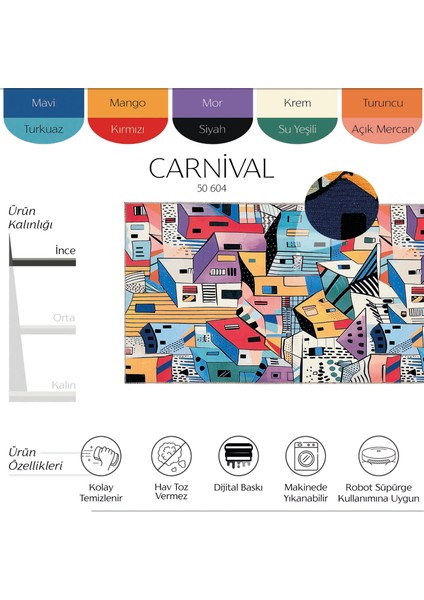 Carnival Renkli Napoli Evleri Desenli Yolluk Koridor Halı Yıkanabilir Şönil Mutfak Halısı fiyatları