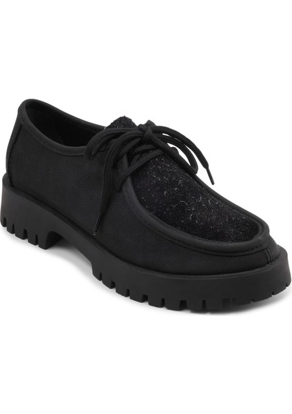 Siyah Nubuk Loafer Kadın Ayakkabı