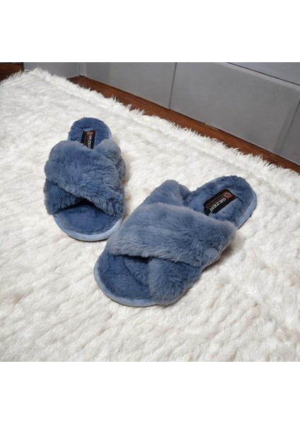 Sessiz Taban Çapraz Kışlık Peluş Terlik