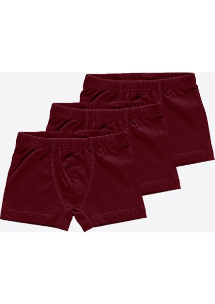 Erkek Çocuk Bordo 3 Lü Paket Pamuk Elastan Boxer 209 3M209