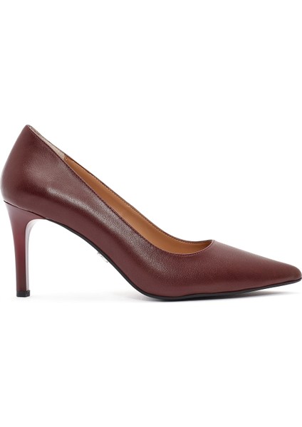 Kadın Bordo Ince Topuklu Deri Stiletto 24WFD162218