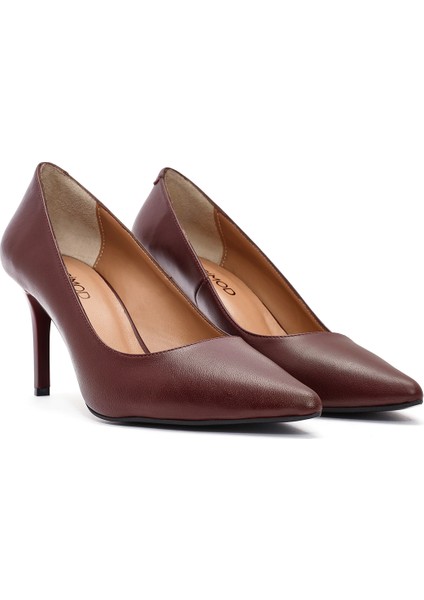 Kadın Bordo Ince Topuklu Deri Stiletto 24WFD162218