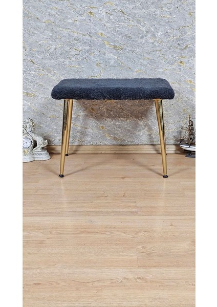 Tedy Kumaşlı 60 cm x 38 cm Gold Sivriltme Ayaklı Oturak