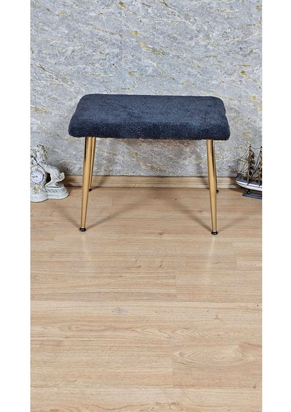 Tedy Kumaşlı 60 cm x 38 cm Gold Sivriltme Ayaklı Oturak