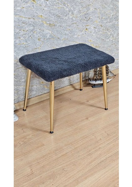 Tedy Kumaşlı 60 cm x 38 cm Gold Sivriltme Ayaklı Oturak