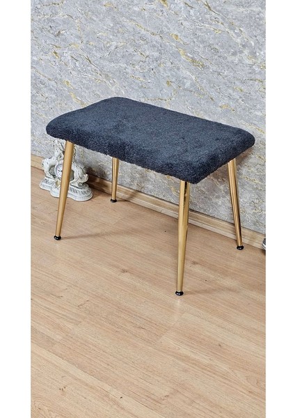 Tedy Kumaşlı 60 cm x 38 cm Gold Sivriltme Ayaklı Oturak