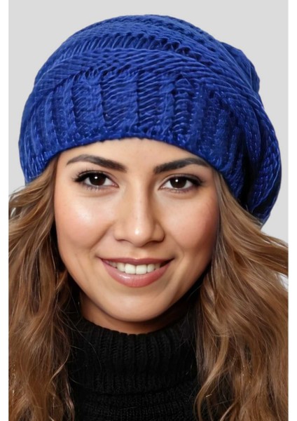 Kadın Kışlık Boyunluk Özellikli Triko Örgü Bere