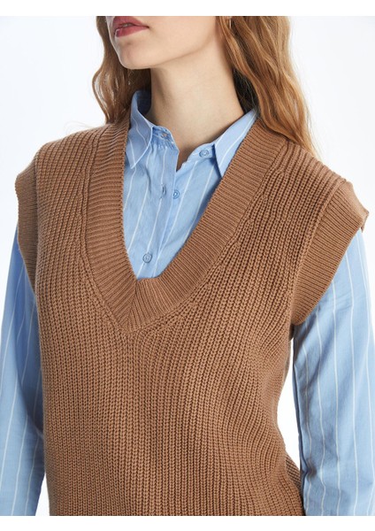 Lcw Vision Kadın V Yaka Düz Triko Süveter fırsatları