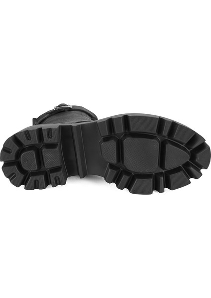 Meirare Siyah Kadın Bağcıklı Deri Postal Bot modelleri