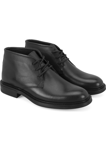 Aliah Siyah Erkek Deri Bağcıklı Bot