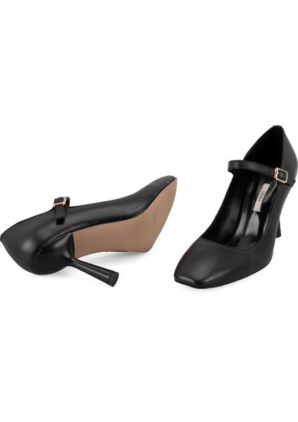 Loran Siyah Kadın Klasik Topuklu Deri Ayakkabı indirimleri