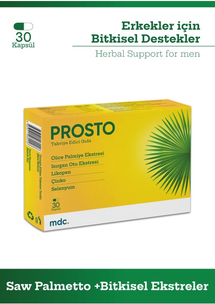 Prosto (Saw Palmetto, Isırgan Otu, Likopen, Çinko, Selenyum) 30 Kapsül