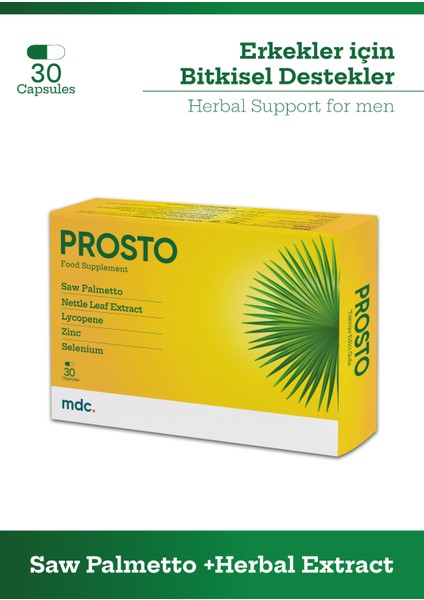 Prosto (Saw Palmetto, Isırgan Otu, Likopen, Çinko, Selenyum) 30 Kapsül