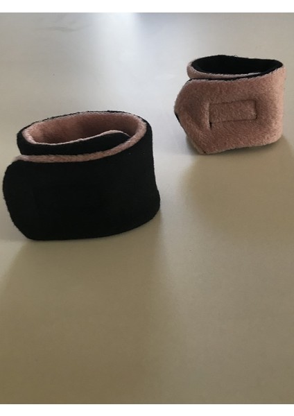 Polar Bileklik Çift Siyah Gül Kurusu Iki Taraflı Kullanılabilen Cırt Bantlı Spor Spa Yüz Yıkama Kol Bandı
