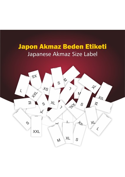 Giyim Etiketi / XL Beden Beyaz Renk Japon Akmaz Kumaş Düz Kesim - 500 Adet