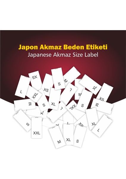 Giyim Etiketi / M Beden Beyaz Renk Japon Akmaz Kumaş Düz Kesim - 500 Adet