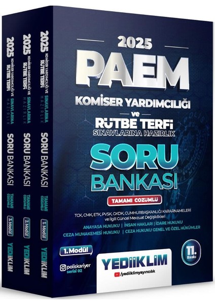 2025 Paem Komiser Yardımcılığı ve Rütbe Terfi Sınavlarına Hazırlık Modüler Set Tamamı Çözümlü Soru Bankası 3 Modül