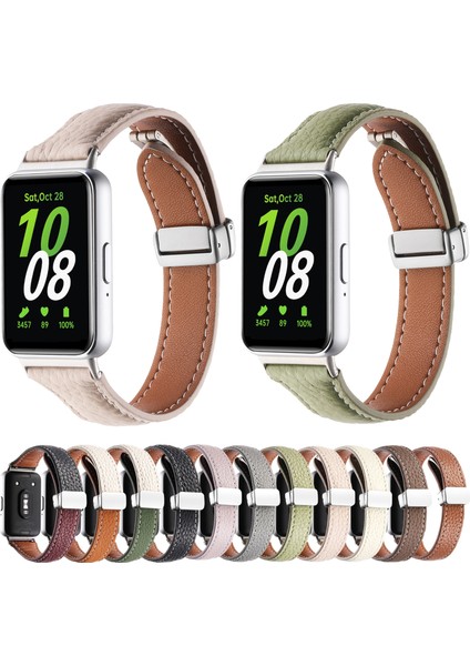 -Samsung Galaxy Fit 3 Için Iki Tonlu Deri Kayış (Yurt Dışından)