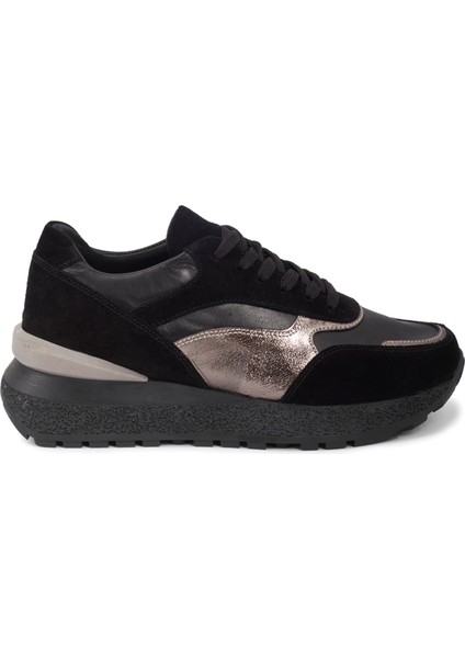 Siyah Deri Sneakers Kadın Ayakkabı
