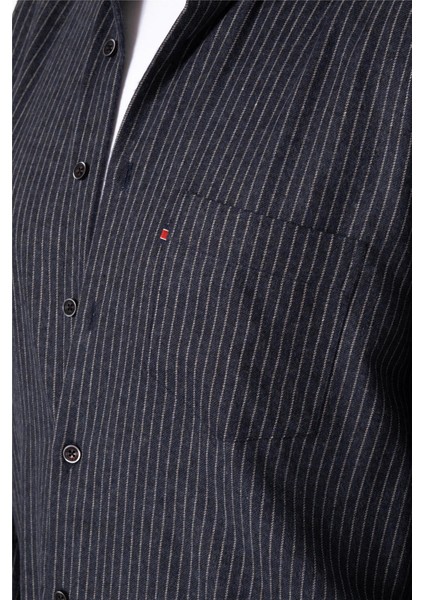ERKEK COMFORT FIT UZUN KOL TEK CEPLİ FLANEL GÖMLEK HUN LS LACİVERT-BEJ B01.242.529