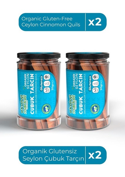 Organik Glutensiz Seylon Çubuk Tarçın 25 gr x 2 Organic Gluten Free Ceylon Cinnamon Quils 25 gr x 2
