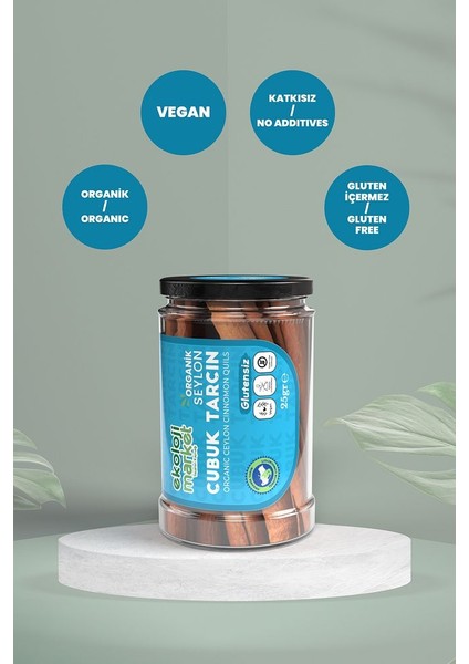 Organik Glutensiz Seylon Çubuk Tarçın 25 gr x 2 Organic Gluten Free Ceylon Cinnamon Quils 25 gr x 2