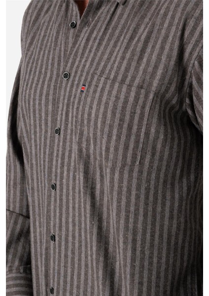 ERKEK COMFORT FIT UZUN KOL TEK CEPLİ FLANEL GÖMLEK HUN LS KAHVE-BEYAZ B01.242.529