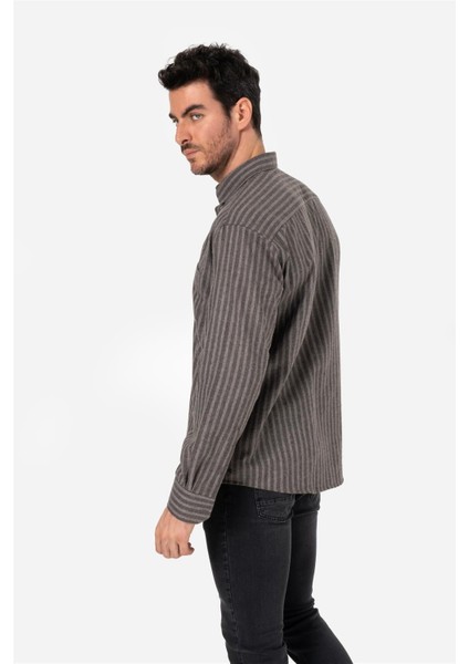 ERKEK COMFORT FIT UZUN KOL TEK CEPLİ FLANEL GÖMLEK HUN LS KAHVE-BEYAZ B01.242.529