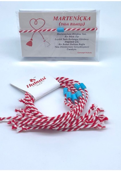 10’lu Mavi Boncuklu Yılbaşı Hediyelik Kartlı Jelatinli Marteniçka Bilekliği Seti