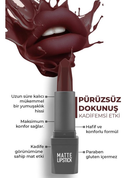 420 Wine Mat Ruj - Kuruma Yapmayan Pürüzsüz Dokunuş ve Kadifemsi Etki - Matte Lipstick