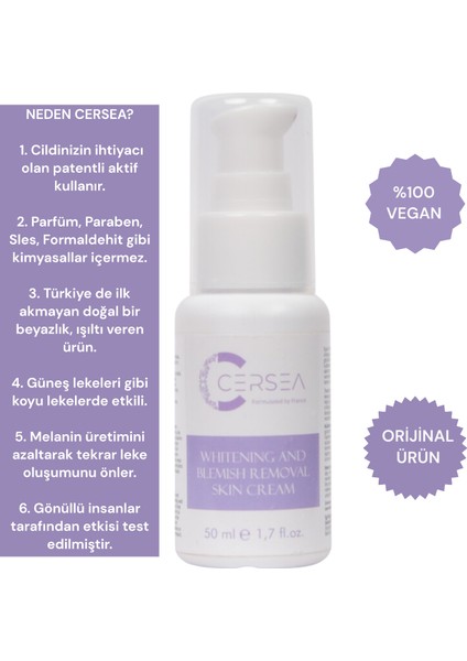 Vücut Beyazlatıcı ve Leke Giderici Krem 50 ml