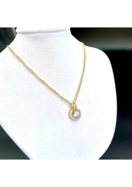 Xupıng Jewelry 14 Ayar Altın Kaplama,yuvarlak Taşlı Kolye