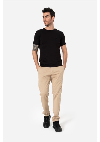 Erkek Rahat Kesim Normal Bel Düz Paça 5 Cepli Gabardin Dokuma Esnek Kumaş Chıno Pantolon Sıena Kum Beji B03.241.497