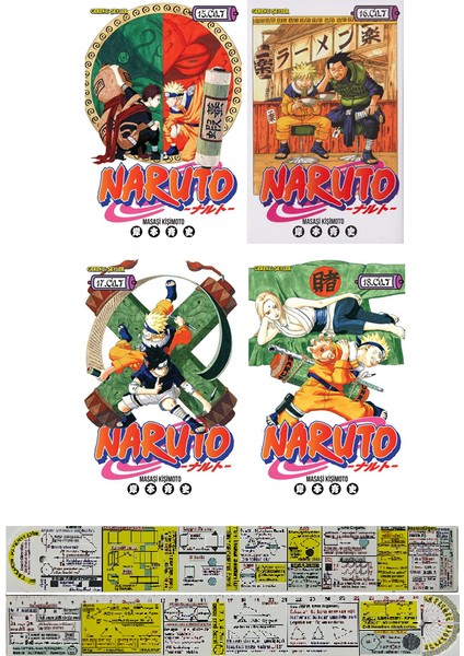 Naruto 15-16-17-18. Ciltler Manga Seti + Mat. Öğreten Cetvel