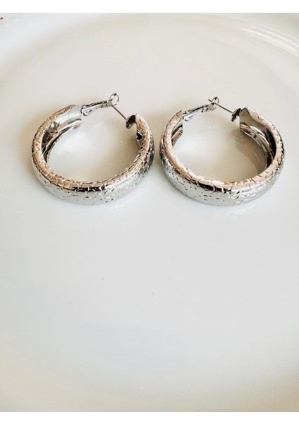 Silver Renk Halka Küpe
