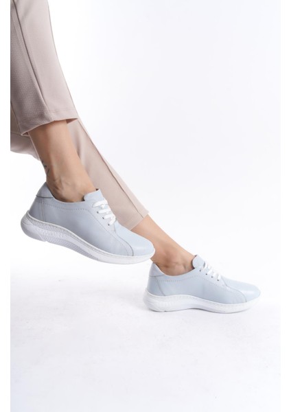 Kadın Deri Sneaker Bağcıklı Esnek Taban Yuvarlak Burun Günlük Spor Ayakkabı modelleri